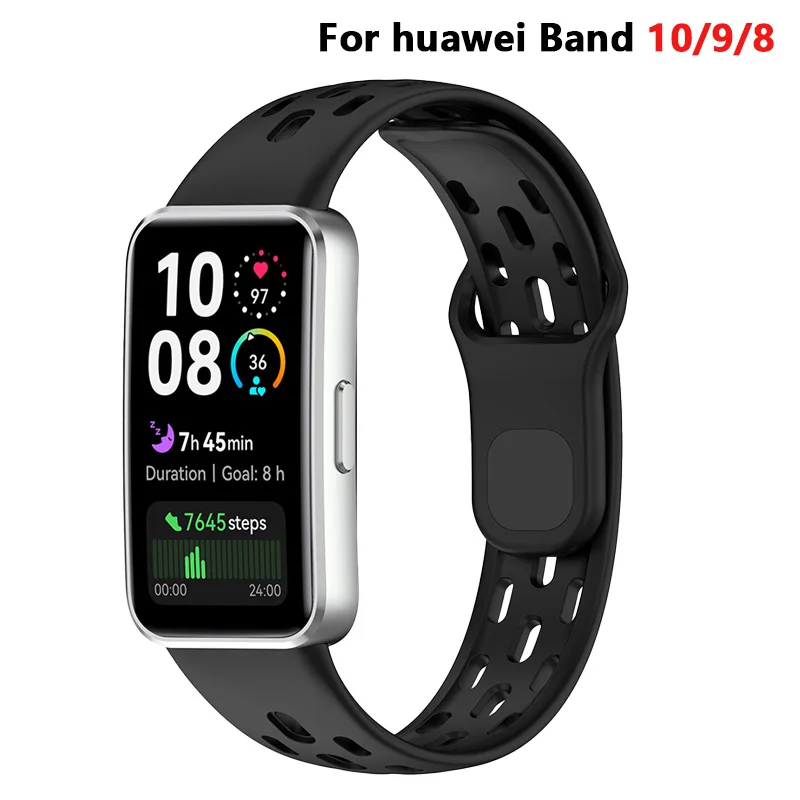 Silikonarmband für Huawei Band 10 9 8, Zubehör, Sport, atmungsaktives Armband, Armbandgürtel, Pulseira Correa für Huawei Band 9/8