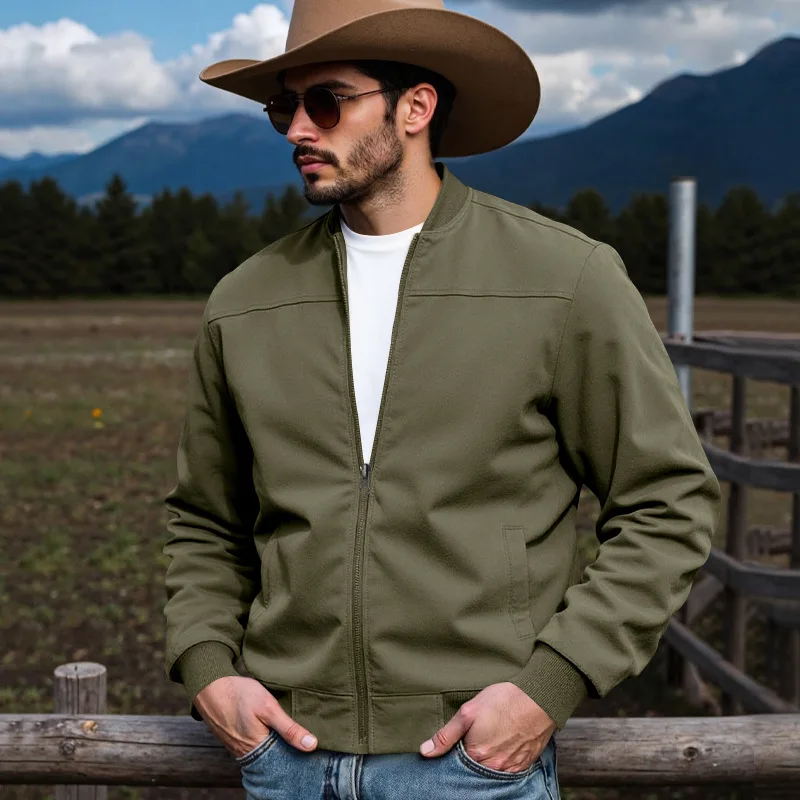 

2026 independent station spring and autumn new products hot selling western denim men's hunting loose suede zipper jacket jacket