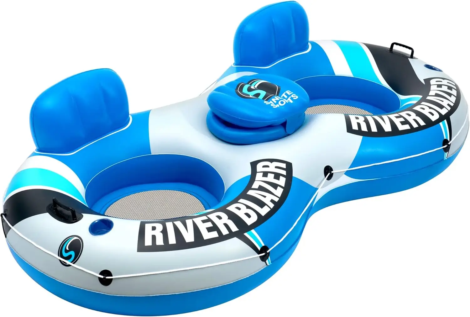 

2-Person Inflatable River Raft with Handles, Cup Holder, and Grab Rope for Outdoor Water Fun