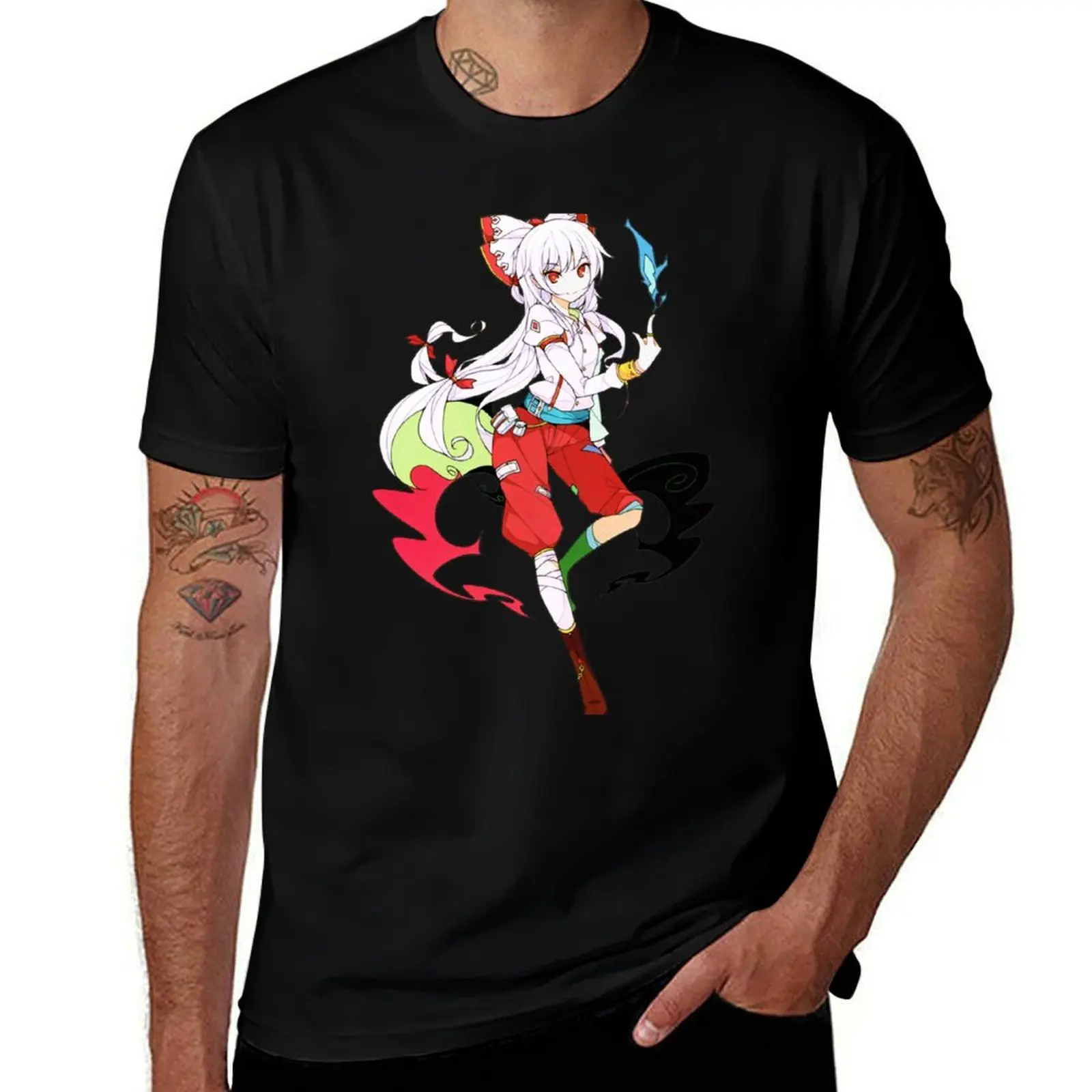 Touhou Project - Fujiwara no Mokou T-Shirt Athletic Fit Sports Short Sleeve Top T-Shirt