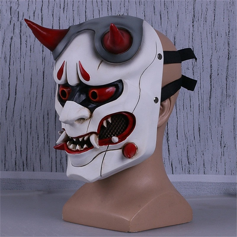 OW Shimada Genji Devil Skin Japanese Traditional Prajna Hannya Horror Ghost Mask Cosplay Resin Masks Adult Halloween Costume