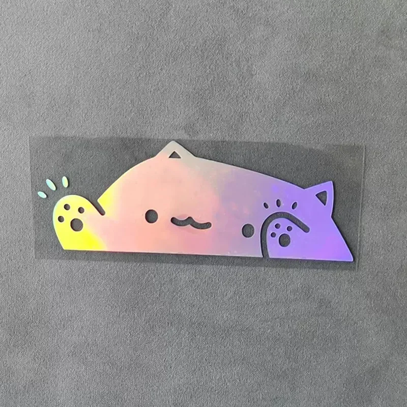 Colorful Laser Cute Cat Car Sticker, Kitten Knocking on Window,Cat Personality Car Sticker, Creative Decorative Covering Sticker