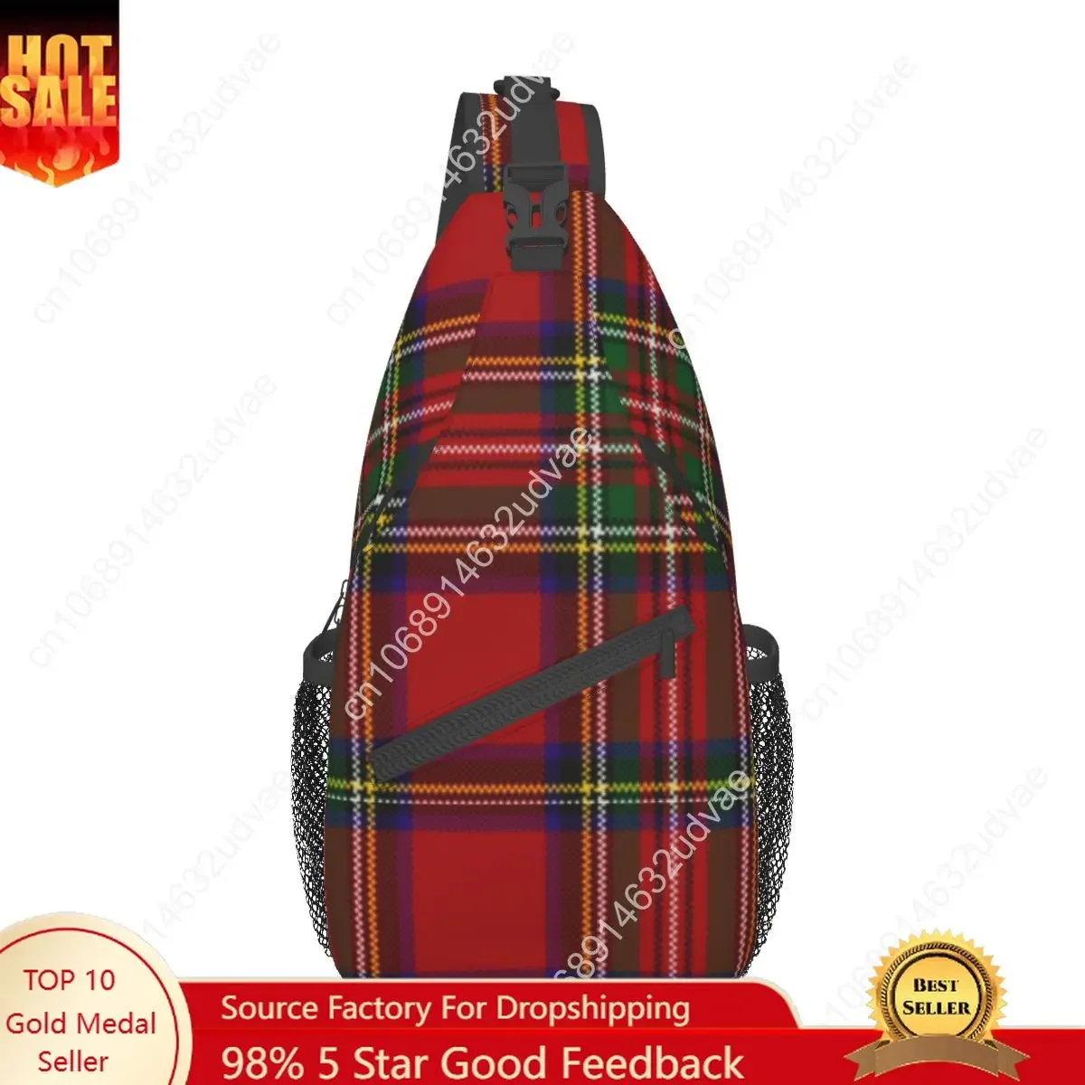 Scottish Stripes Pattern Crossbody Sling Bags Small Chest Bag Shoulder Backpack Daypack for Hiking Outdoor Cycling Bookbag