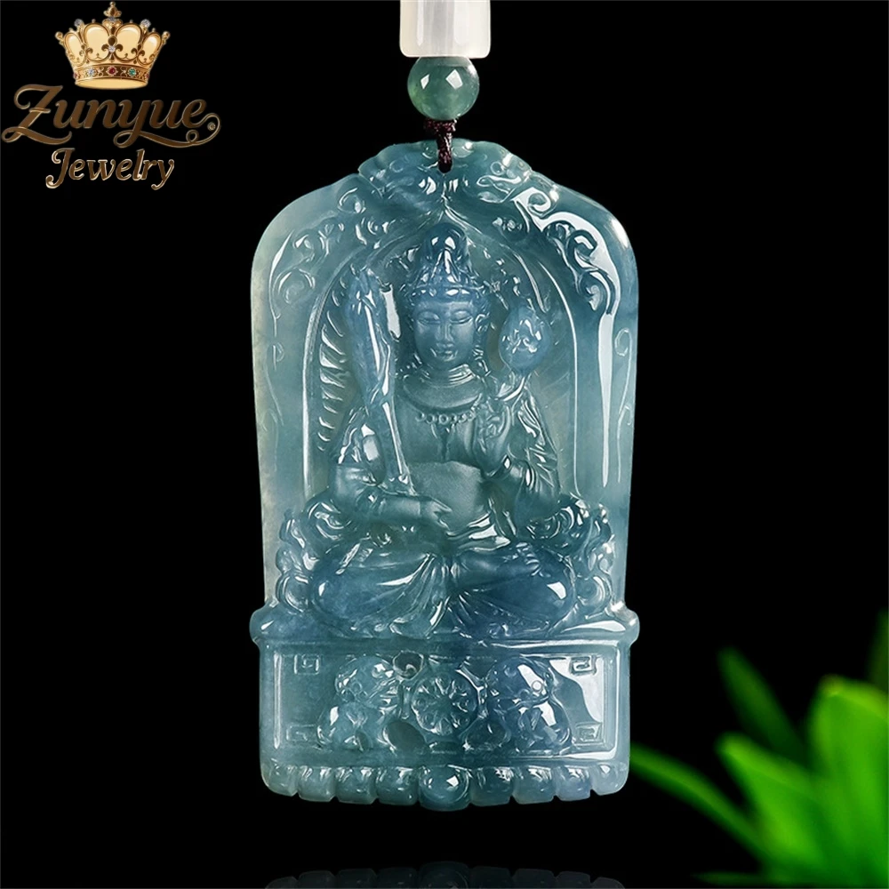 

Natural A-Grade Jadeite Old Material Blue Water Great Trend Bodhisattva Pendant Luxury Quality Jewelry Fashion Jewelry Charms