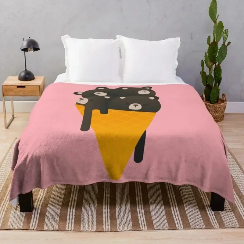 Manta con estampado 3d para niños, manta con diseño de oso de Chocolate, helado, marca de lujo, regalo de cumpleaños y Navidad