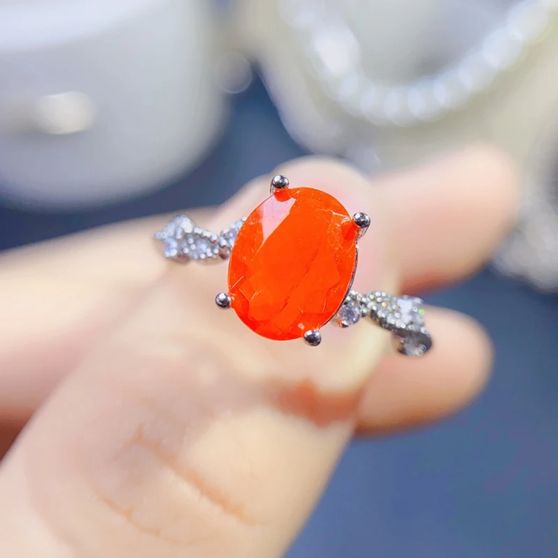 Natural Fire Opal Rings for women silver 925 jewelry luxury gem stones 18k gold plated free shiping items Party Gifts