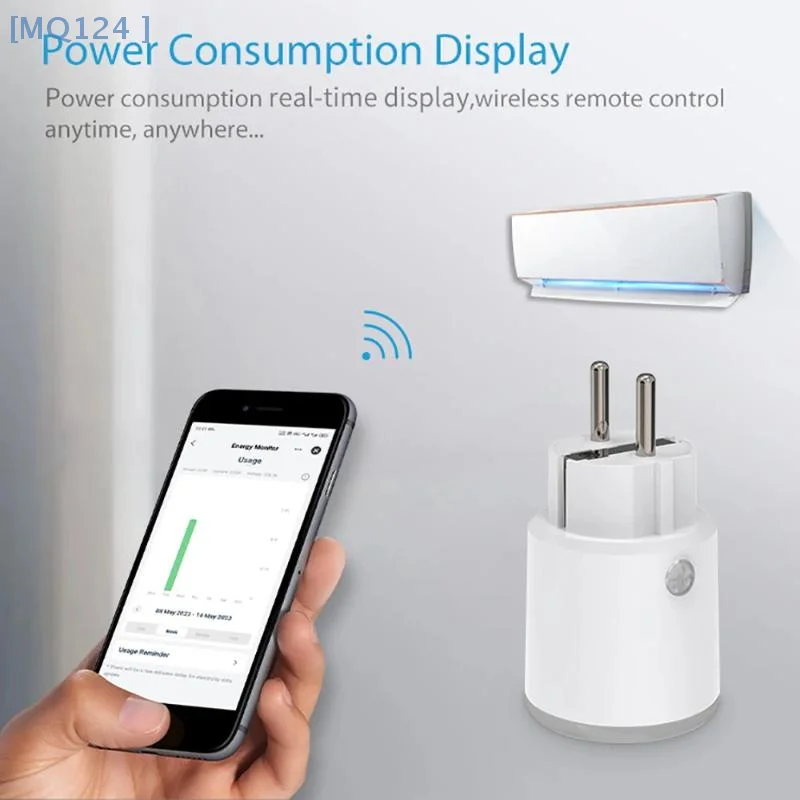Matter enchufe de alimentación inteligente Wifi 16A medidor de potencia Control remoto salida de la UE funciona con Tuya Homekit Echo Alexa Google Home Smartlife