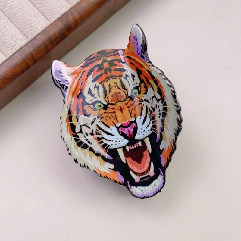 

652F Cheetah Pattern Hair Clip Acrylic Stylish Hair Pin Fashionable Hairclip for Stylish Women