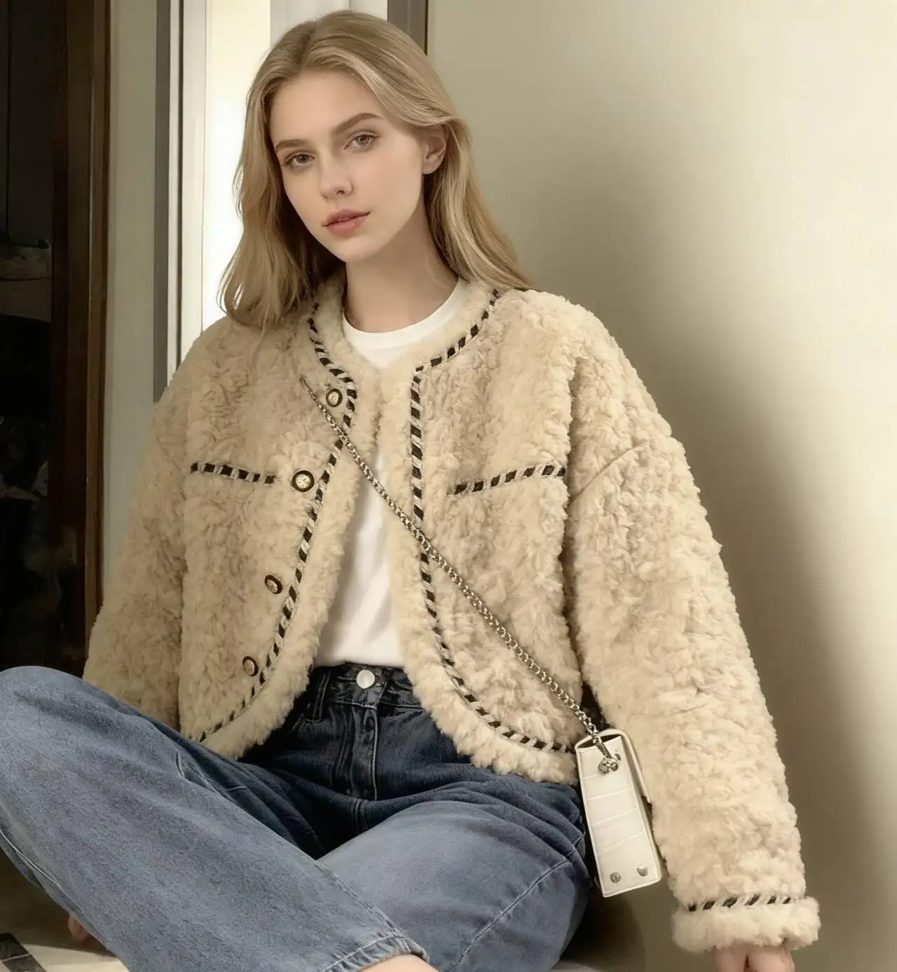 Parka da donna vintage invernale in denim imbottito con cerniera multifunzionale isolato ampio orlo elastico resistente all'usura Techwear urbano