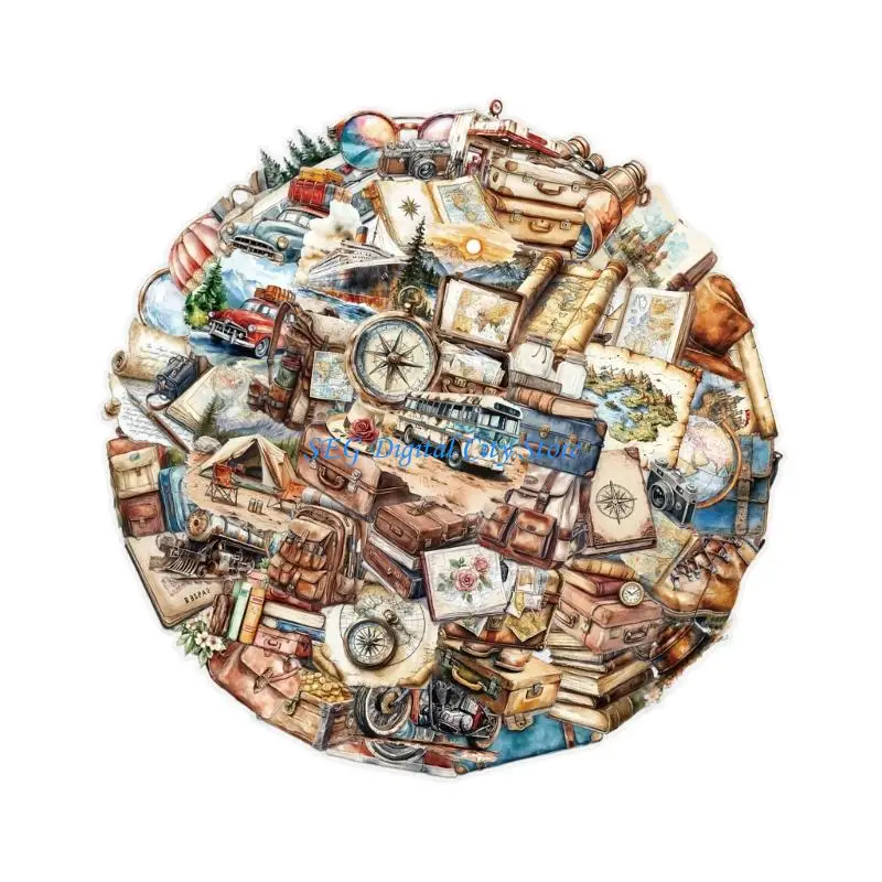 U75B 50 pezzi adesivo per album da viaggio cartone animato adesivo per diario in PET impermeabile per notebook chitarra