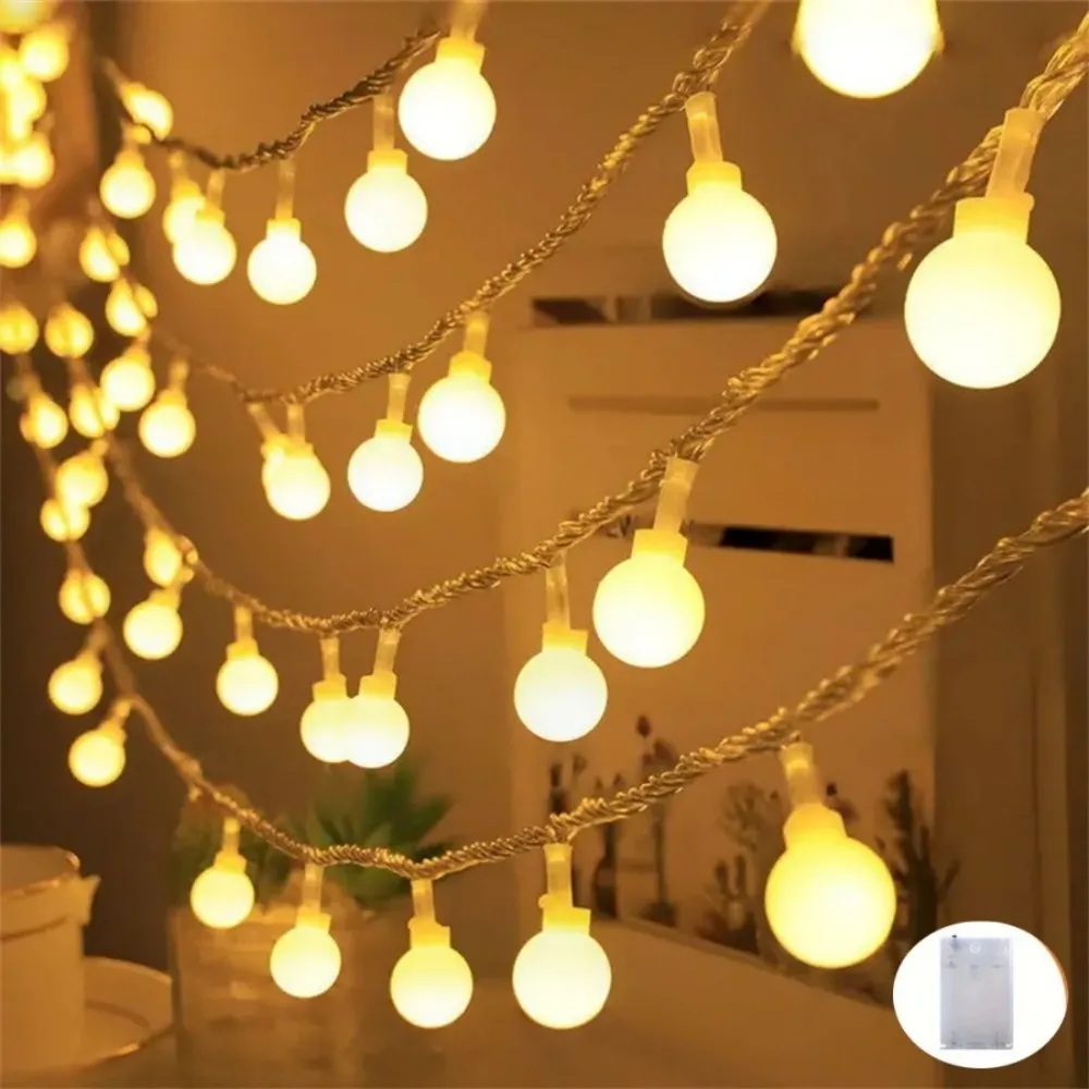 1 قطعة 1.5M10LED/3M20LED صندوق بطارية كروي أبيض صغير سلسلة ضوء ، بطارية تعمل ، بدون بطارية ، يستخدم للخيمة ، ديكور الحفلات #1