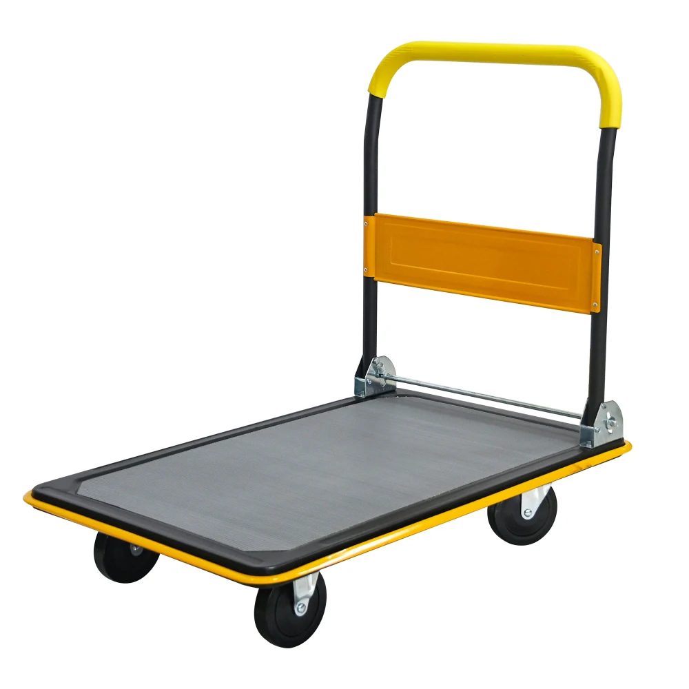 Foldable Flatbed Cart Lightweight transportation 660lbs Heavy Duty Capacity Platform Hand Truck 360 Degree Swivel Wheels  Push Hand Cart for Loading and Storage Warehouse handling vehicle