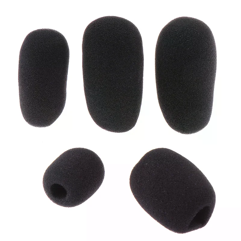Foam Earphone Mic Cover Microphone Windscreen Headphone Sponge Black Microphone Dedicated Set Headset Replacement 5PCS