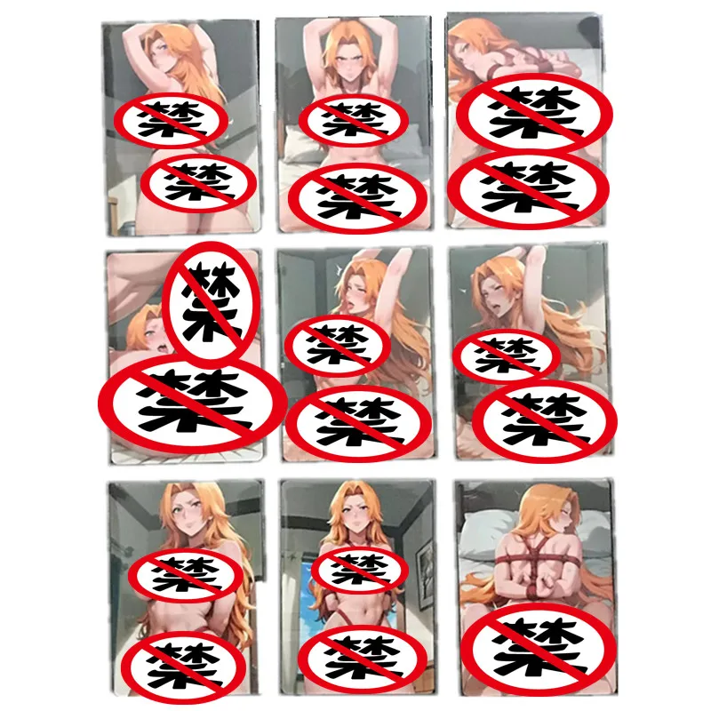 

9Pcs/set Homemade Anime Card Bleach Rangiku Matsumoto Sexy Nude Photo Card ACG Fan Series Toy Gift Game Comic Collection Card