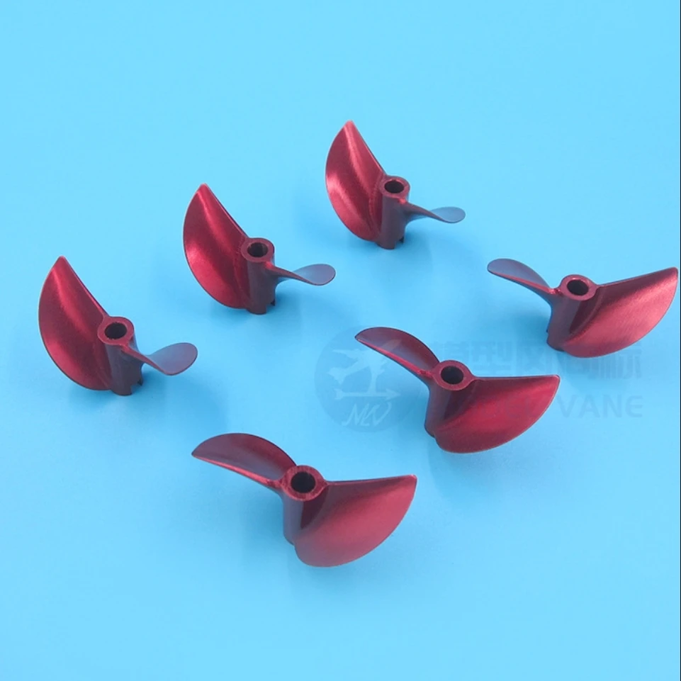 Hélice de aleación de aluminio CNC de Color rojo de 2 hojas ID = 4,0/4,76mm OD = 40 ~ 46mm paso = 1,9 para barco eléctrico RC