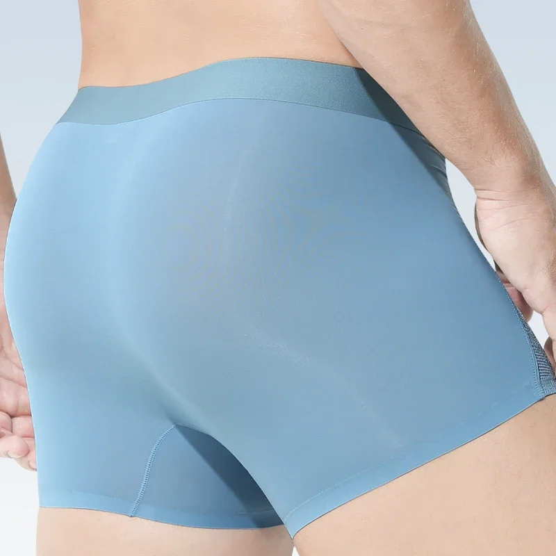 

Men's ice silk cterial underwear Men's mesh breathable boxers Summer thin boys sports boxer shorts head