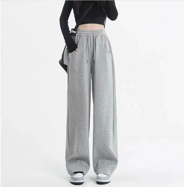 Wide Leg Sweatpants for Women Sport Pants High Waist Casual Oversize Gray Trousers Gym Female Clothing Korean Streetwear