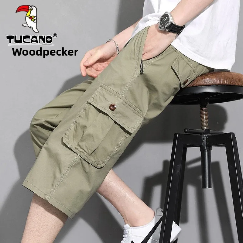 

Мужские летние тонкие повседневные рабочие шорты TUCANO из чистого хлопка, свободные, прямые, на молнии, для делового стиля, для джентльменов