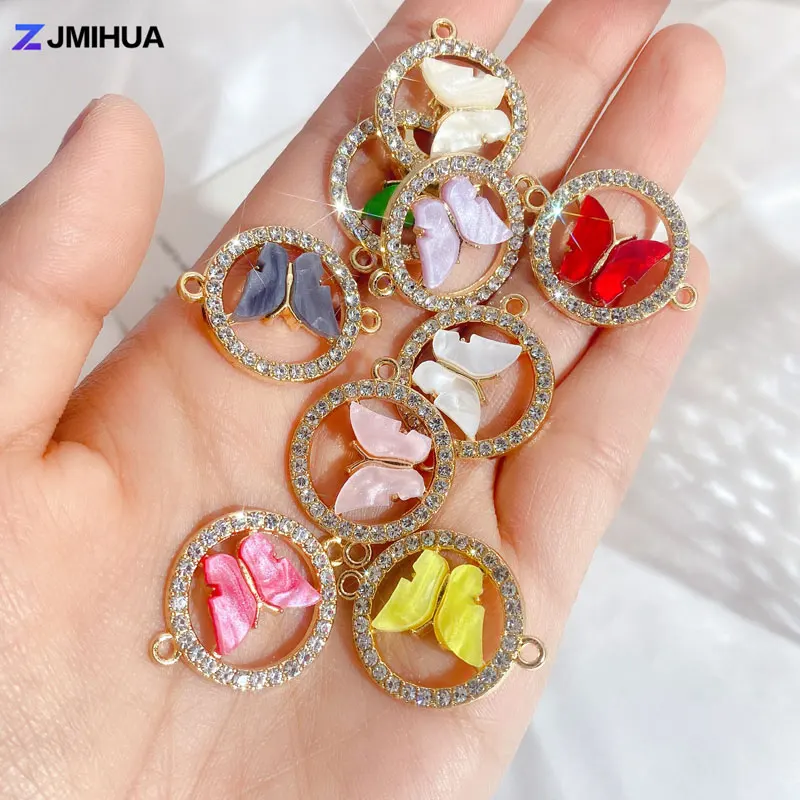 12pcs Crystal Butterfly Connectors Charms For Jewelry Making Findings Accessories DIY Handmade Women Necklaces Bracelets Anklets