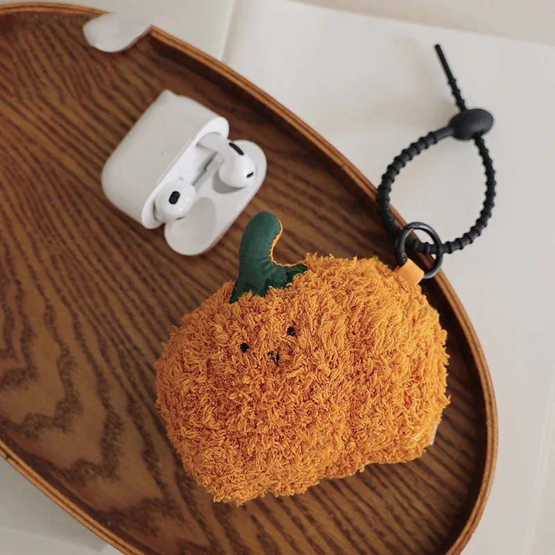 Plush Pumpkin Headset Bag Charm Protective Cover for Airpods1/2/3/ Pro Wireless Bluetooth Headset Shell Fashion Fine Jewelry