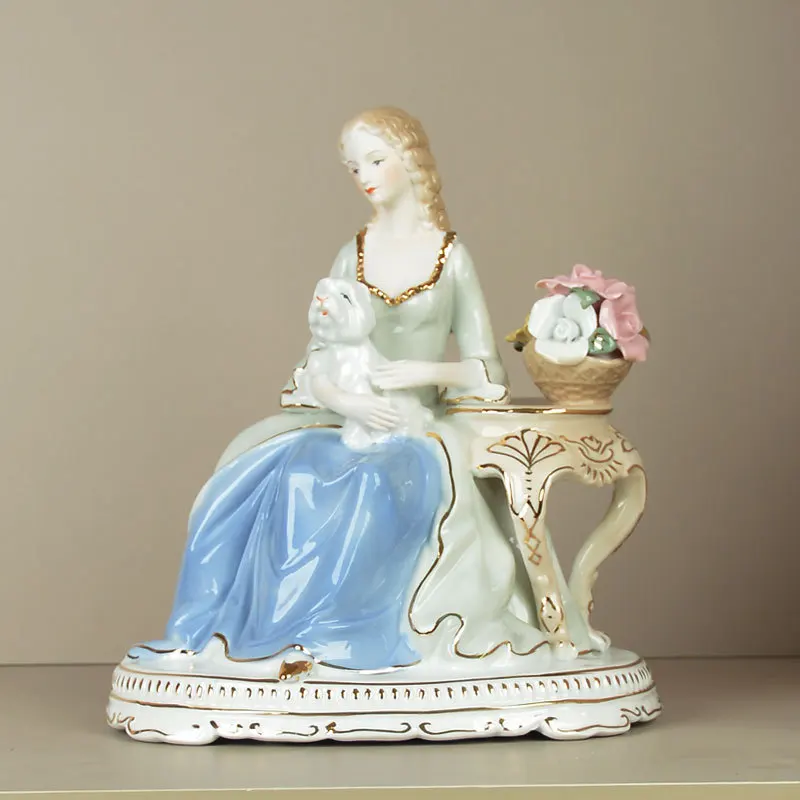 

European ceramic figure artwork ornament light luxury home living room entrance shelf decoration