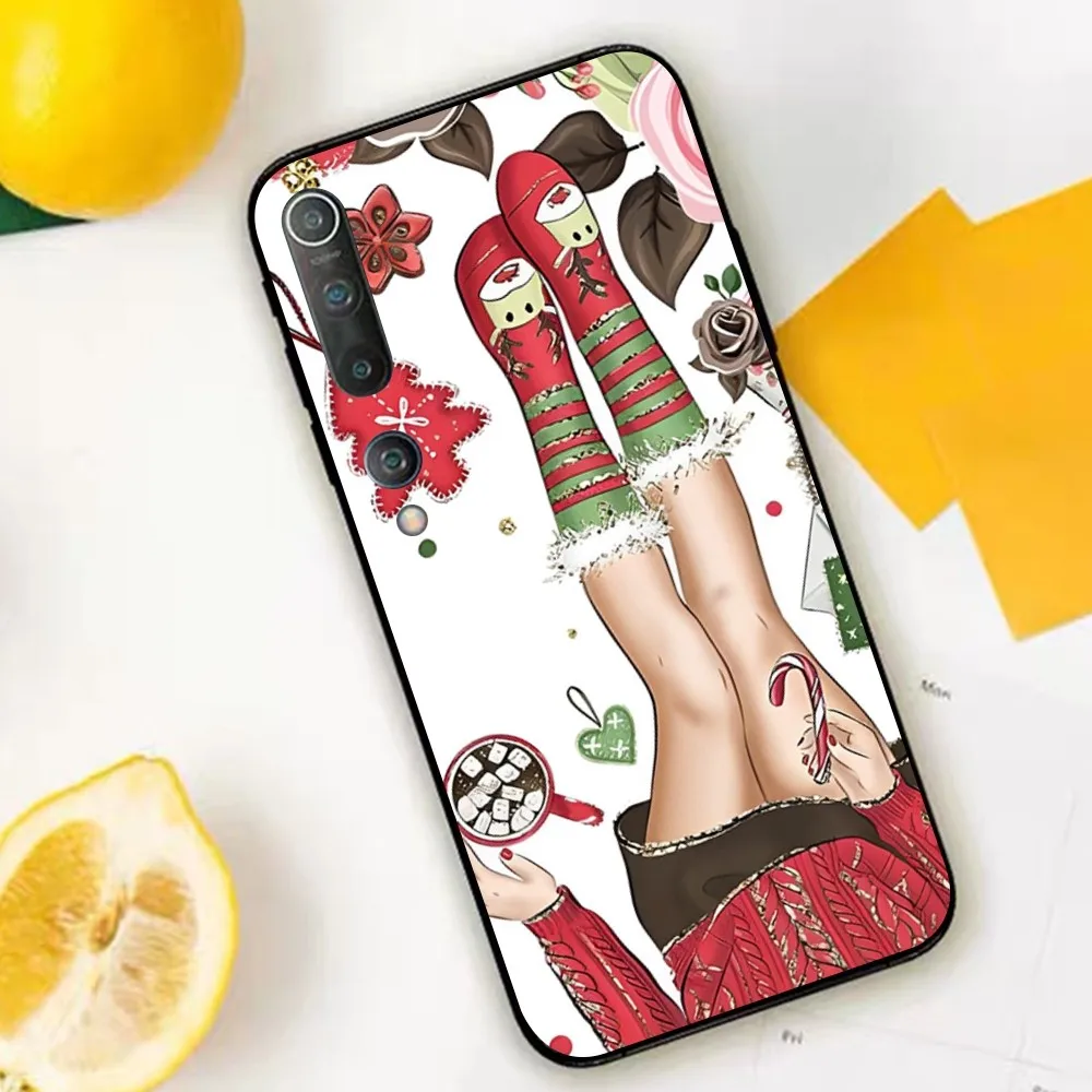 Coque de téléphone joyeux hiver Noël Fashion Girl, Xiaomi Mi, 5X, 8, 9, 10, 11, 12 Lite Pro, 10T, PocoX3Pro, PocoM3, Note 10 Pro Lite