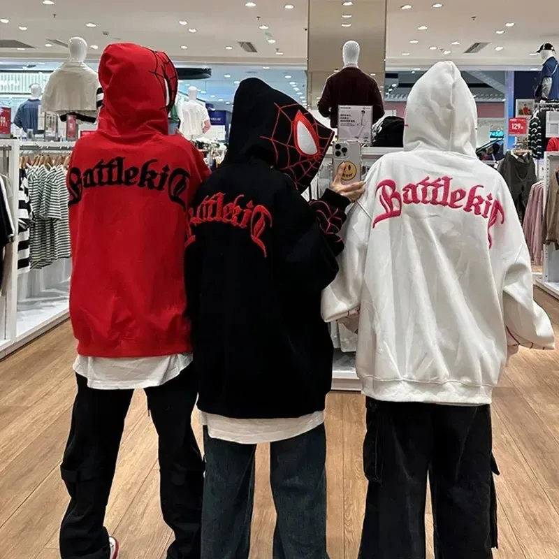 Bear's Den Web gráfico hombres sudaderas con capucha Harajuku Hip Hop chaqueta con cremallera completa abrigo ropa de calle mujeres gótico Punk bolsillo suelto nuevo 2025
