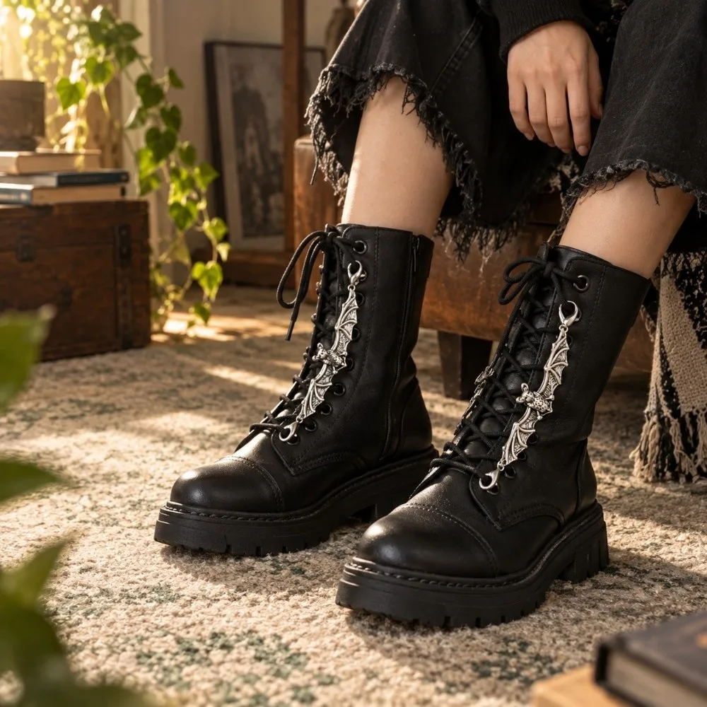 2pcs/set Vintage Gothic Shoe Lace Charms Punk Detachable Bat Shoe Charms Boot Decoration Charms Halloween Decoration