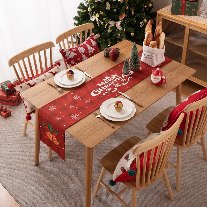 

Polyester Digital Positioning Printing Christmas Wreath Table Flag Bed End Flag Placemat Dining Table Cloth