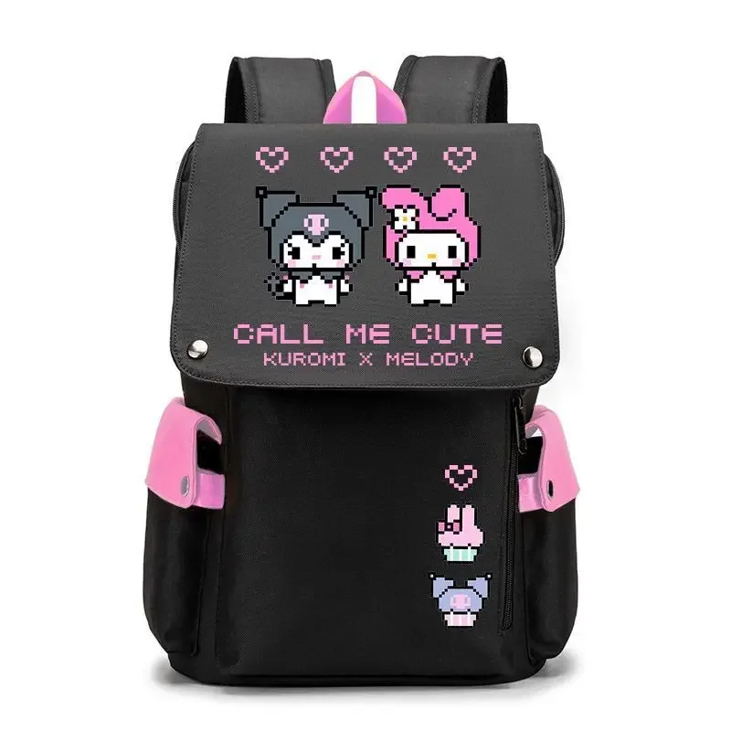 Sanrio Clow M Schult asche Mädchen niedlichen Melodie Rucksack Student Cartoon schwarz zwei dimensionalen Rucksack