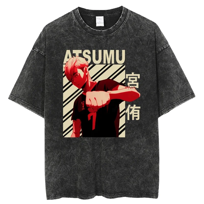 

T Shirt Vintage Washed Fashion Hip Hop Anime HaikyuuT Shirts Women Casual Streetwear Tees Tops New Harajuku Man