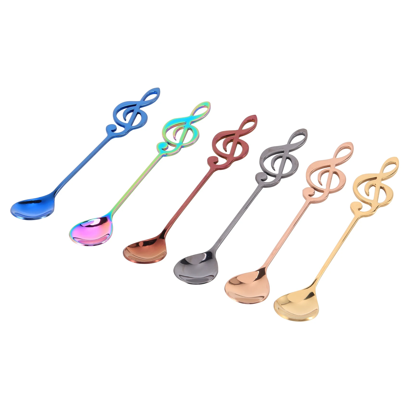 MALL Music Note Spoons 6-Pack Cute Teaspoons 18/10 Stainless Steel Staff Musical Notation Shaped Coffee Spoons