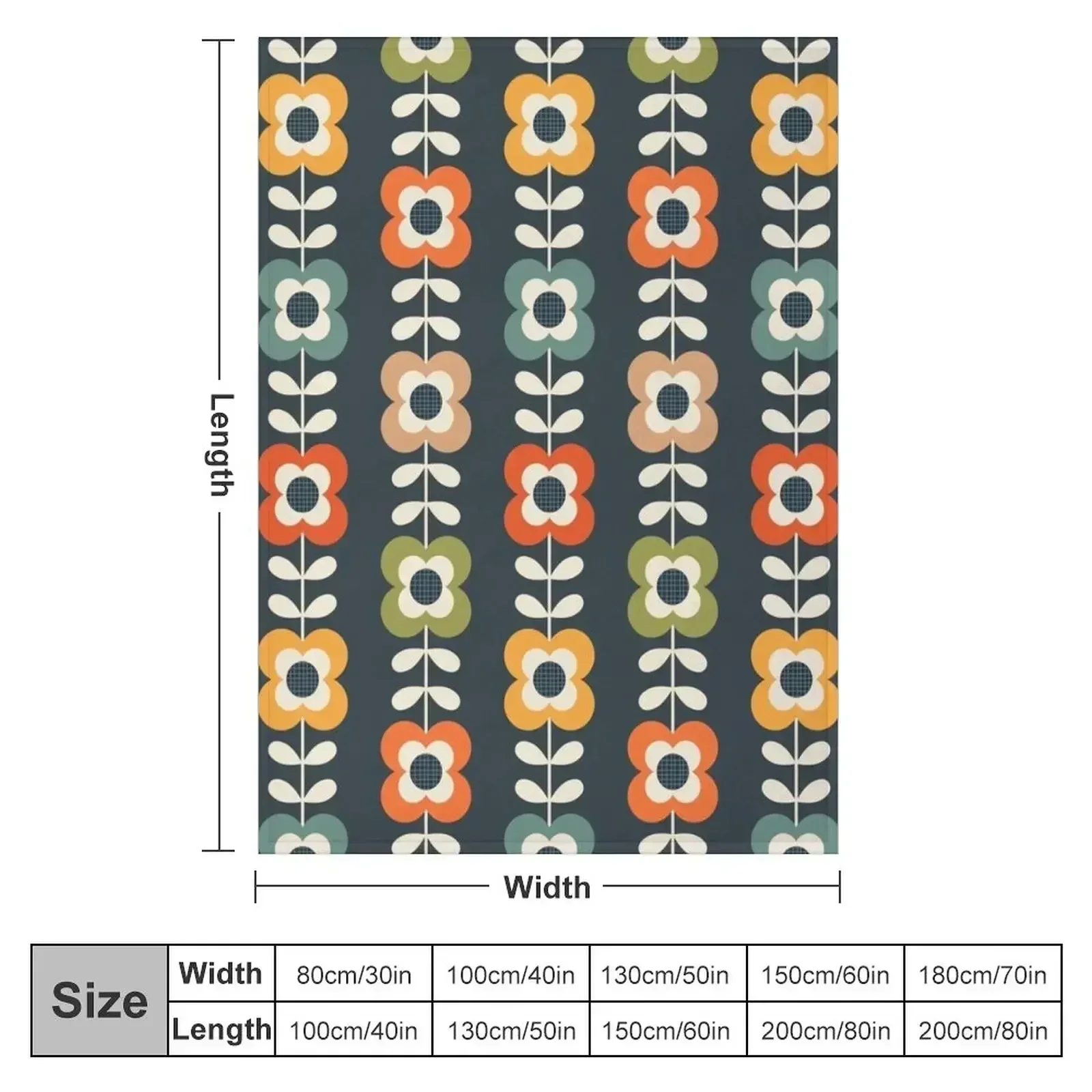 Mod Flowers in Retro Colors on Charcoal Throw Blanket couch cozy soft plush fuzzy picnic outdoor blanket