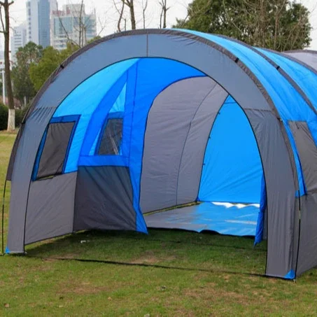 Outdoor Camping 1 Bedroom & 2 Living Room Tent Waterproof Extra Large Space 8-12 Persons Portable Family Tunnel Camping Tent