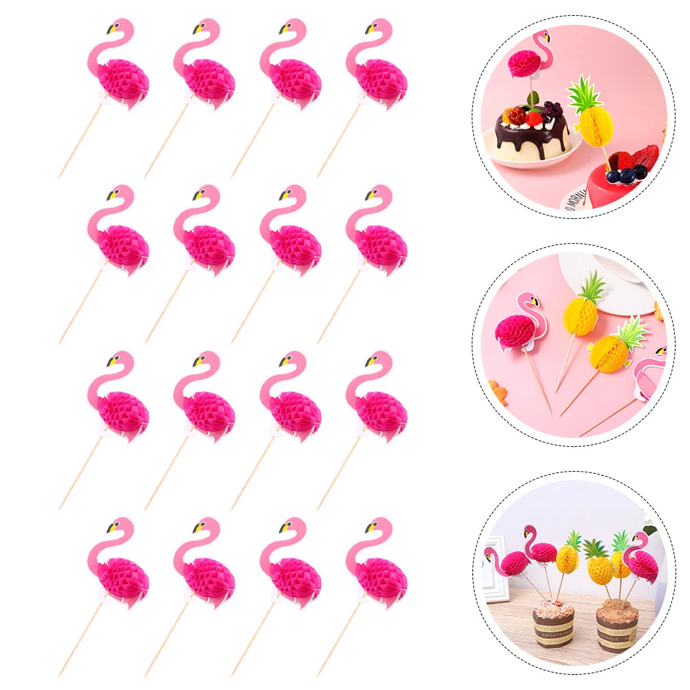 

30 Pcs Flamingo Cake Insert Hawaiian Cupcake Decorative Picks Decors Birthday Ornaments Toothpick