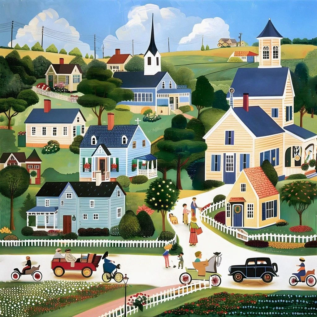 

Peaceful Life in Town Scenery 500PCS/1024 PCS Jigsaw Puzzles Relaxing Family Activity DIY Games for Living Room Home Decor Gift