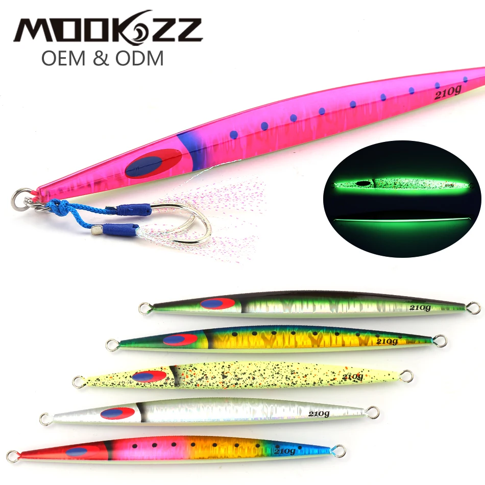 MOOKZZ 160G 210G  Deep-sea Boat Fishing Sardine Slider Jigging Lure Long Cast Metal Jig Fishing Lure