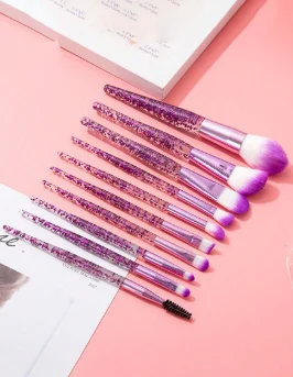 10-Piece Makeup Brush Set, Sequined Beauty Tools, Soft Bristle Eyeshadow Cosmetics, Setting Makeup, Blush Brush Set