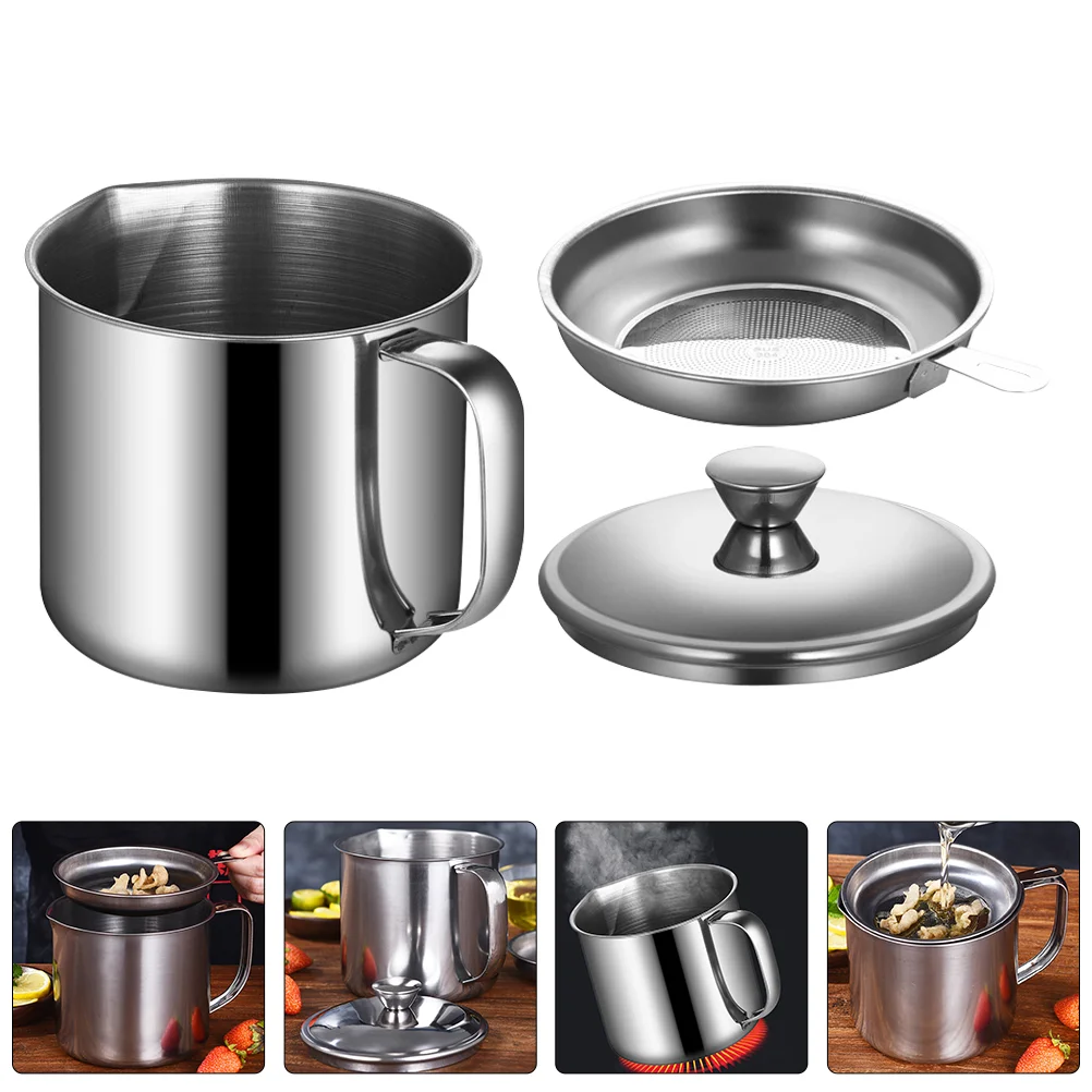 Separator Stainless Steel Filter Cup Grilling Accessories Strainer Grease Separating Container