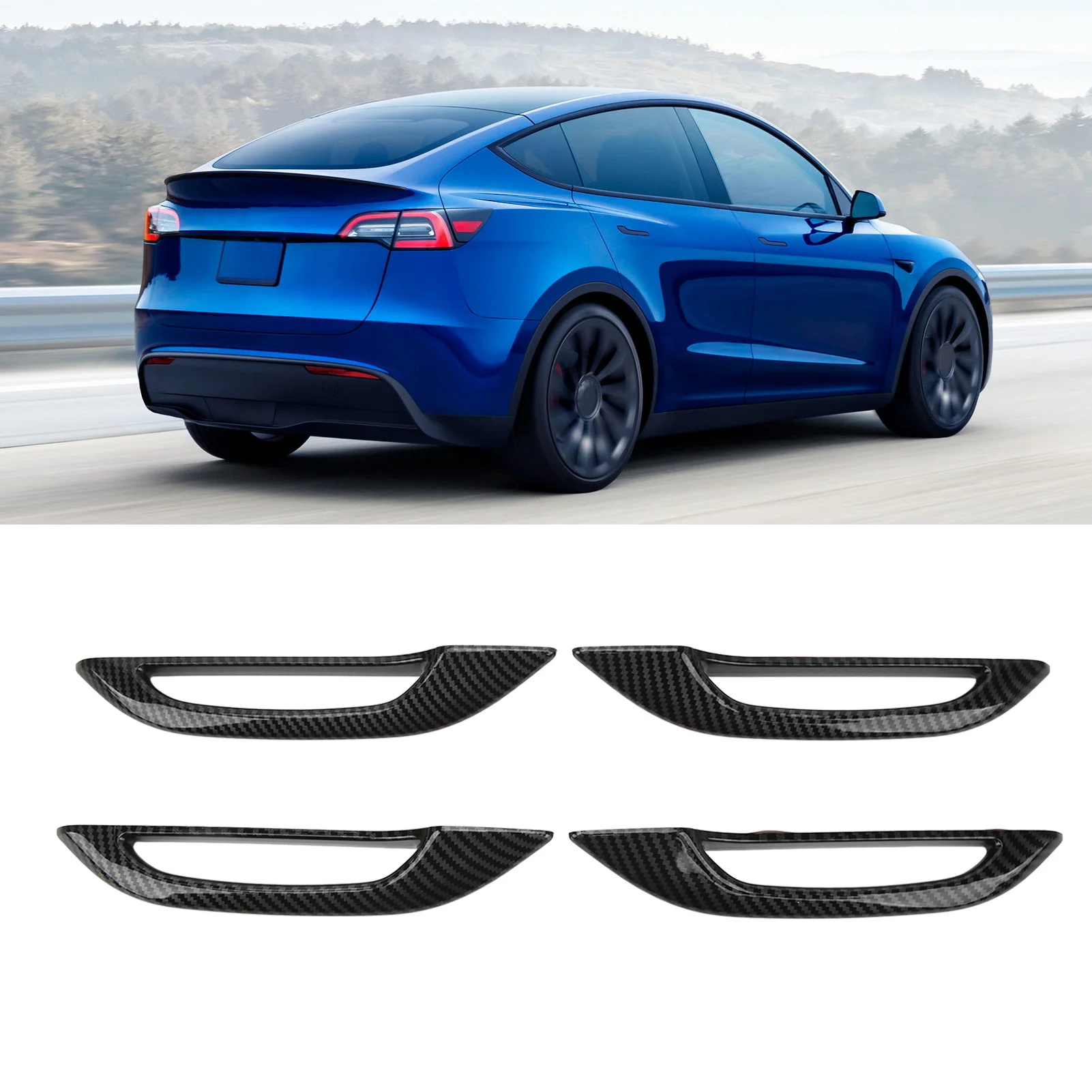 

Car Door Handle Anti Free 4PCs Car Door Handle Protection Cover Anti Freezing Carbon Fiber Style Replacement for Tesla Y