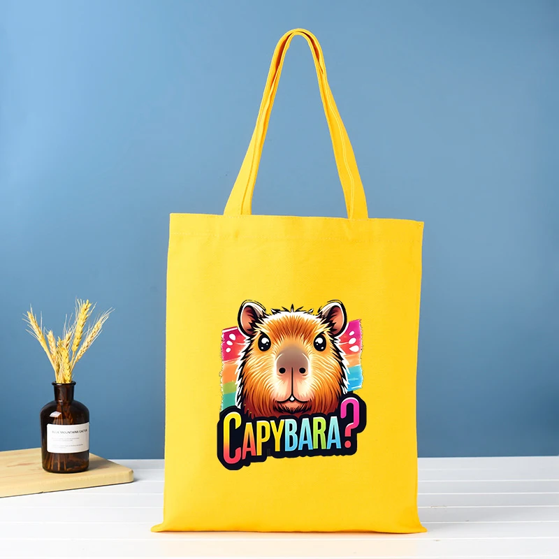 

Capybara Canvas Handbag Casual Large Capacity Women's Shoulder Bags Shopper Cute Cartoon Anime High-capacity Commute Print Bags