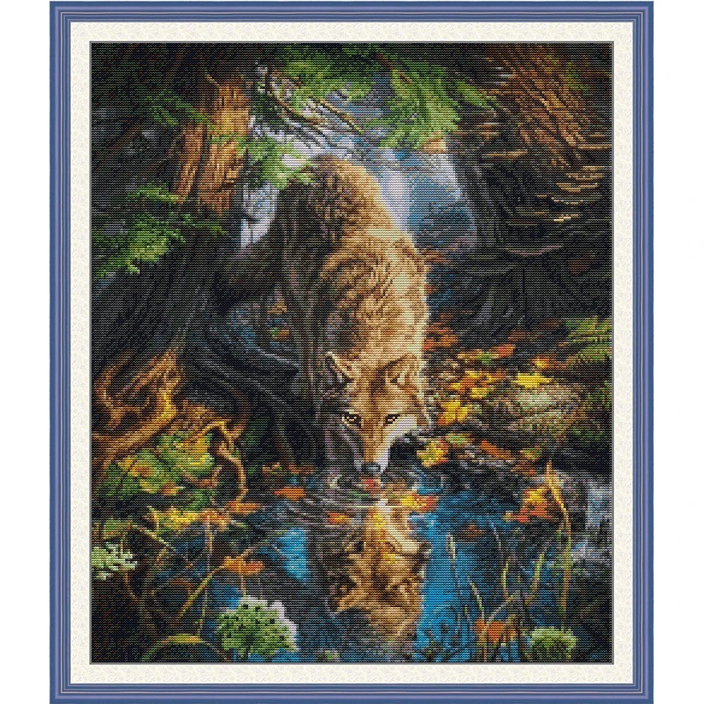 Animal Wolf ricamo fai da te 11CT kit punto croce ricamo artigianale Set tela stampata filo di cotone decorazione della casa stanza