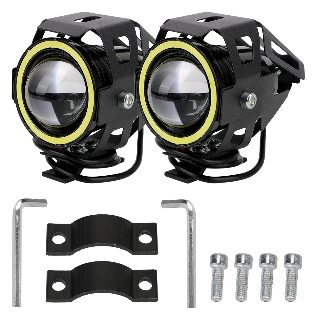 

LED Motorcycle Angel Eyes 2Pcs/set Spotlights Motorbike LED Auxiliary Lamp 125W U7 Headlamp Motorcycle Headlights