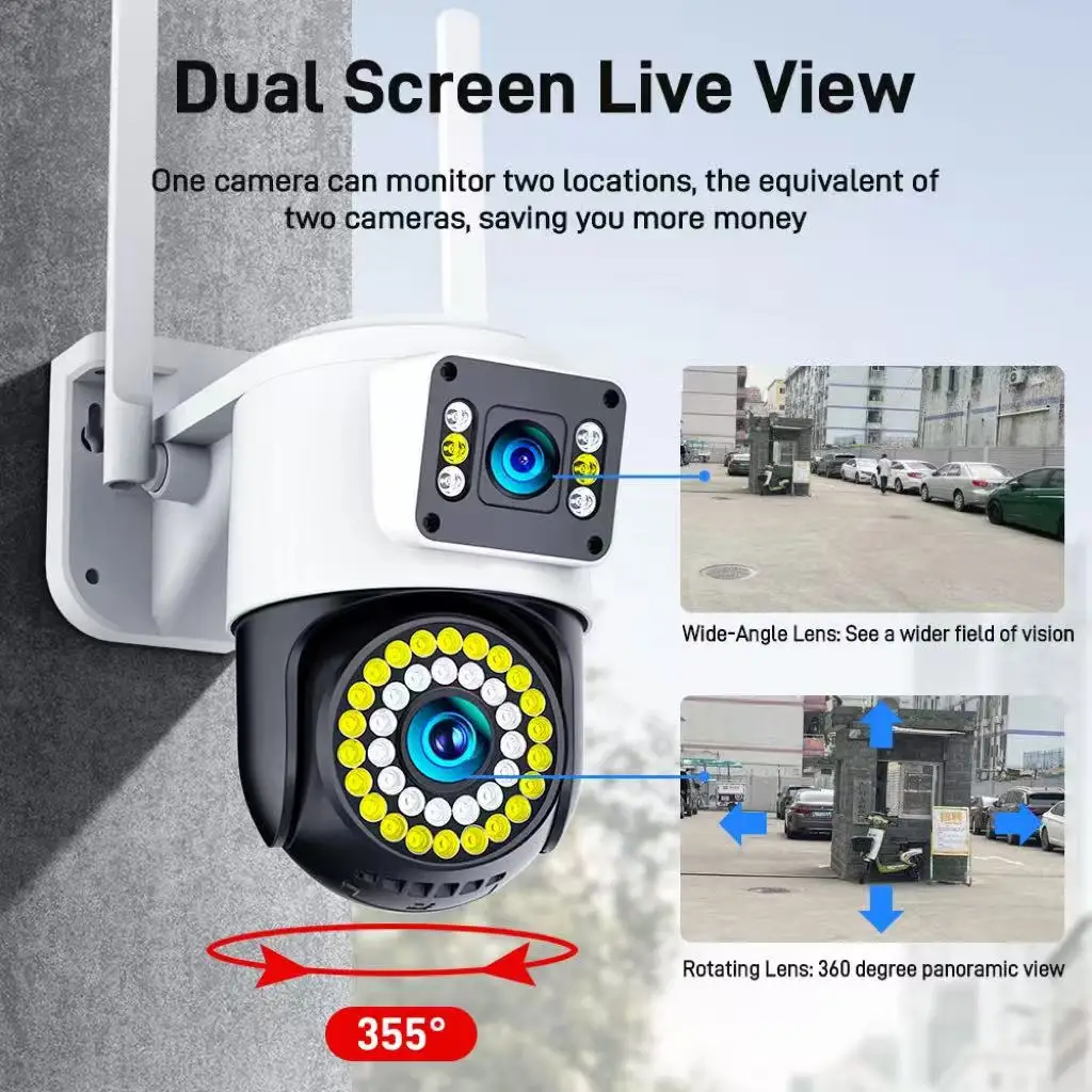 

4K 8MP Dual Lens Dual Screens Color Night Vision Motion Detection Two Way Audio Outdoor Waterproof Wifi Security Camera