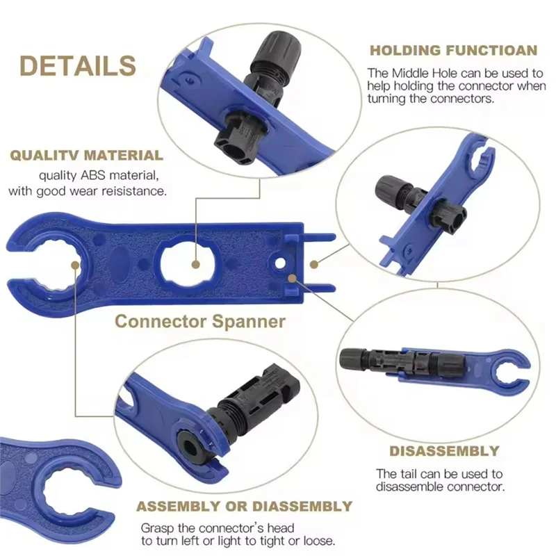 

ABJI-Photovoltaic Solar Crimping Tool Set Connector Kit 1000V 30A Panel Solor Solar Connectors For PV/MC Cable 2.5/4 6Mm2