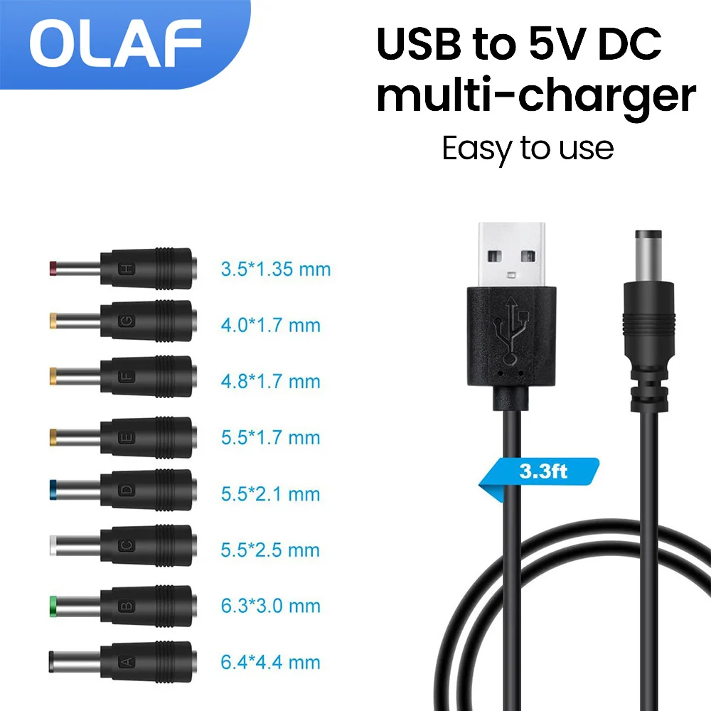 Olaf USB To DC Power Boost Cable USB to DC 3.5mm Power Cable USB A to 3.5 Jack Connector 5V Power Supply Adapter For Wifi Router