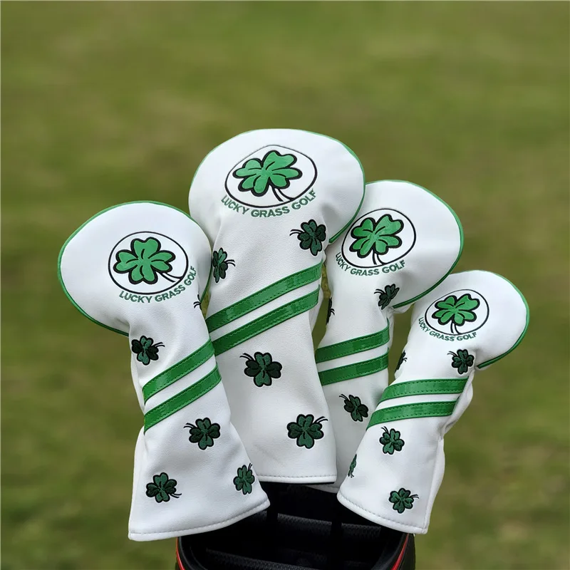 Clover Lucky Grass Golf Club Cover Head Cover Ball Head Protective Cover GOLF Push Rod Cover Iron Rod Cover Wood Fashionable