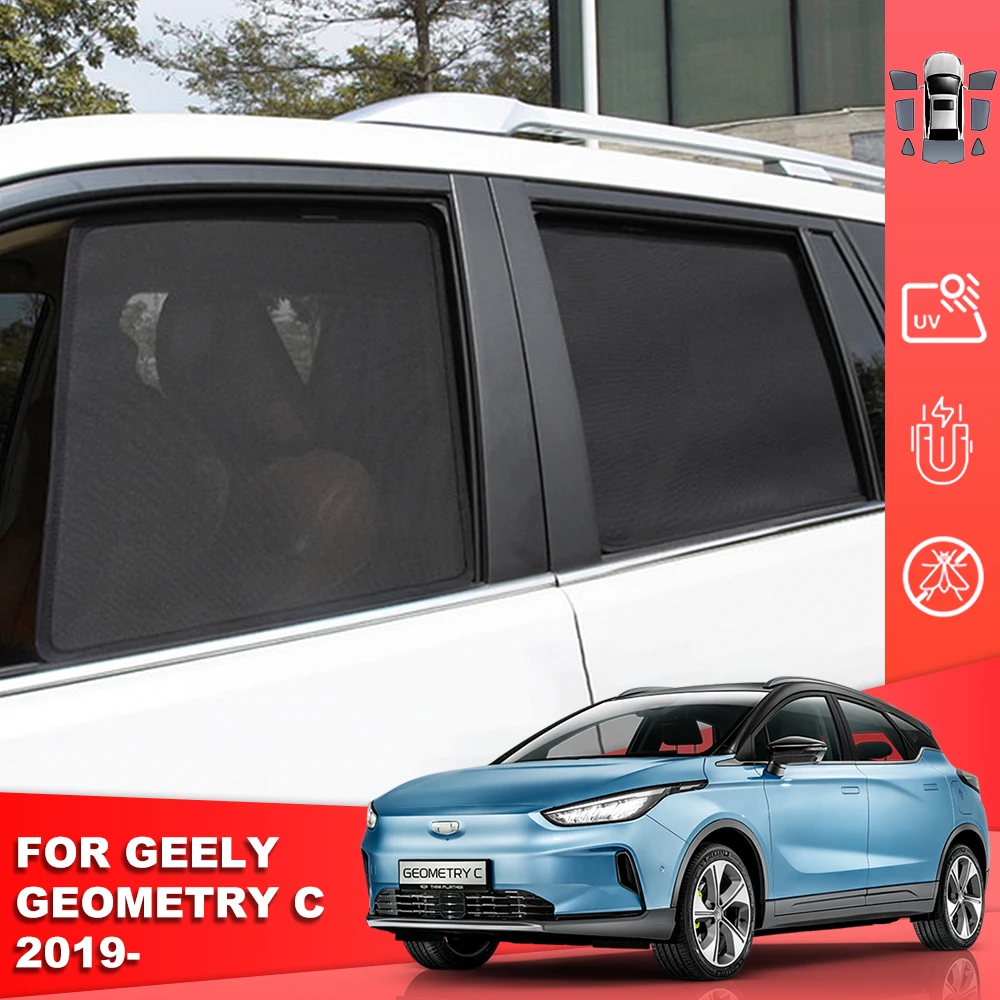 

For Geely Geometry C 2019-2024 Magnetic Car Sunshade Shield Front Windshield Curtain Rear Side Baby Window Sun Shade Visor