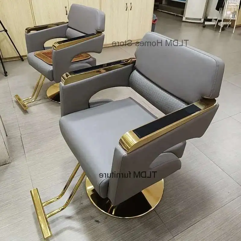 

Light Luxury Stainless Steel Barber Chair Professional Salon Chairs for Hair Stylist Beauty Salon Lift Hairdressing Tattoo Chair