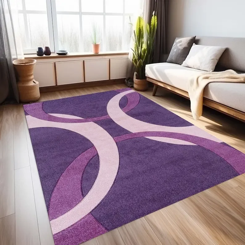 HD-Purple Decor  Modern, Art Decor , Salon , Home Decor , Indoor, Turkish Purple Rug